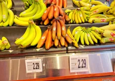 The organic and conventional bananas were complemented by red bananas, which all add to the very colourful produce display at Loblaws.
